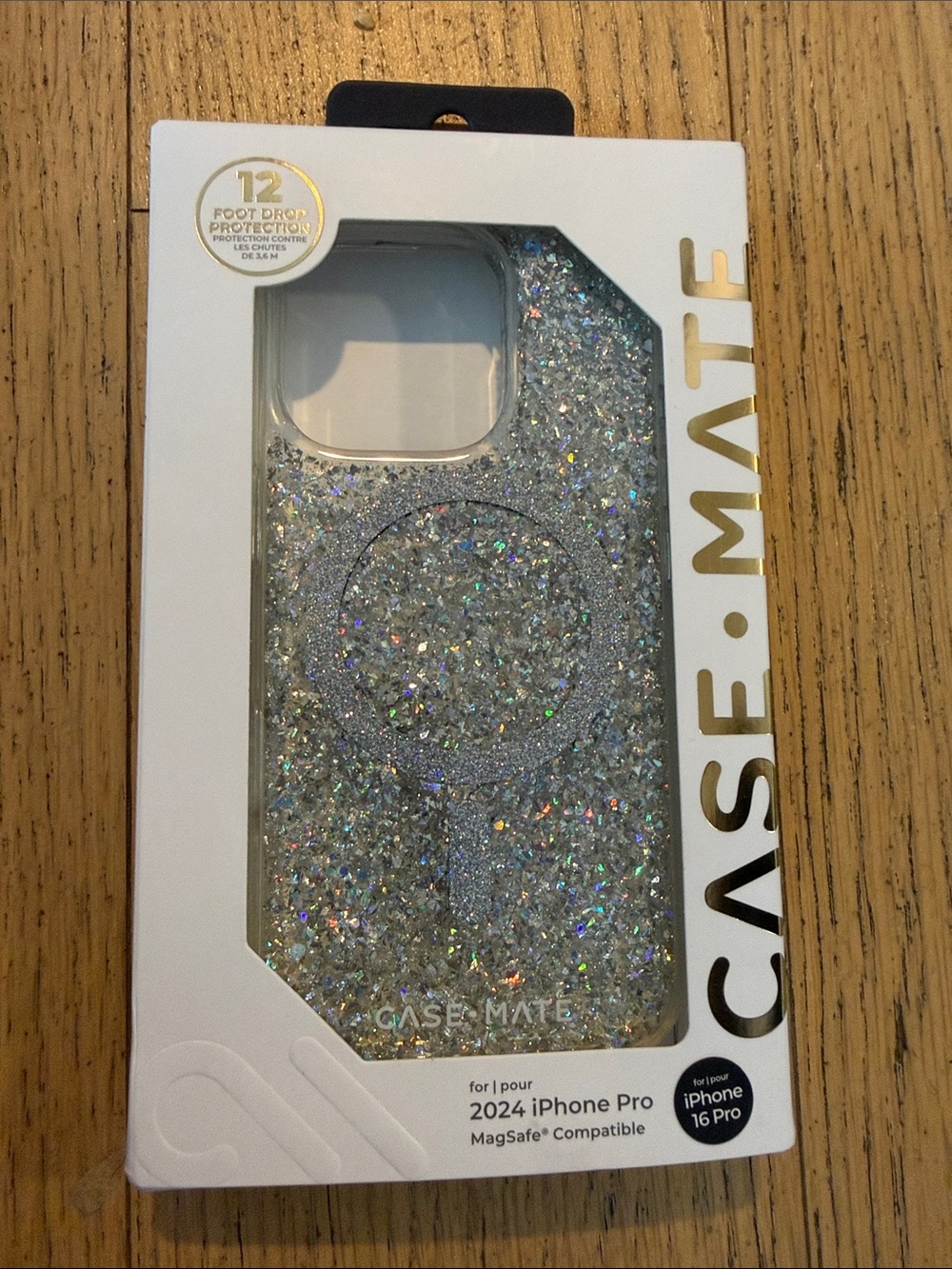case-mate Silver Glitter MagSafe Compatible Case for 2024 iPhone 16 Pro
